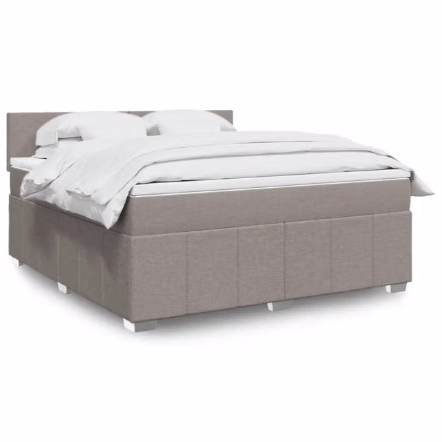 Letto Ibrido vidaXL con Giroletto a Molle e Materasso in Tessuto, Colore Tortora, L/P: 180 x 200 cm