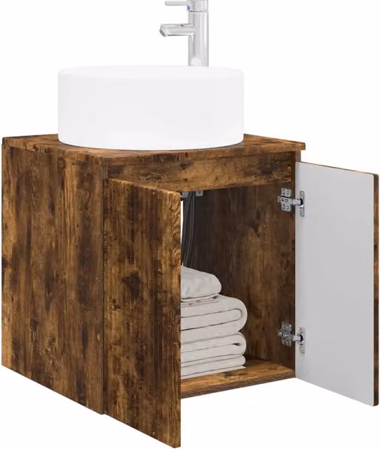 Mobile Lavabo | Armadio Lavabo da parete Rovere Fumo 49,5 x 44,5 x 65,5 cm