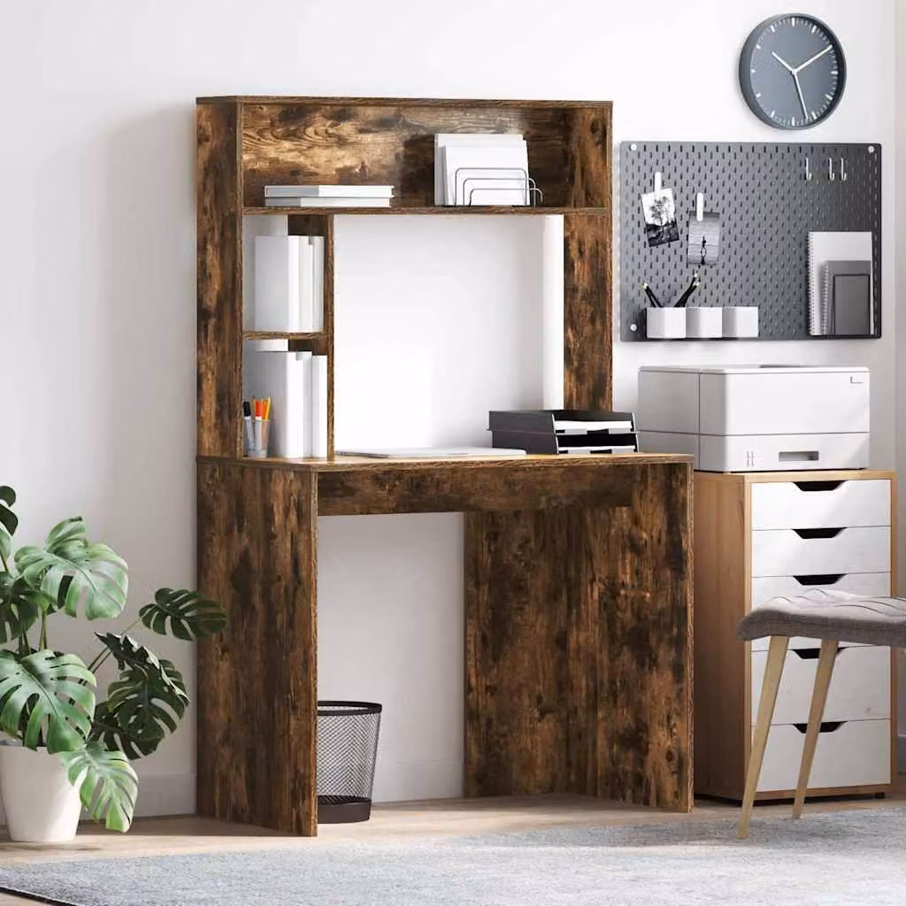 Maison Exclusive - Scrivania in legno impiallacciato noce, dimensioni 91 x 50 x 149 cm