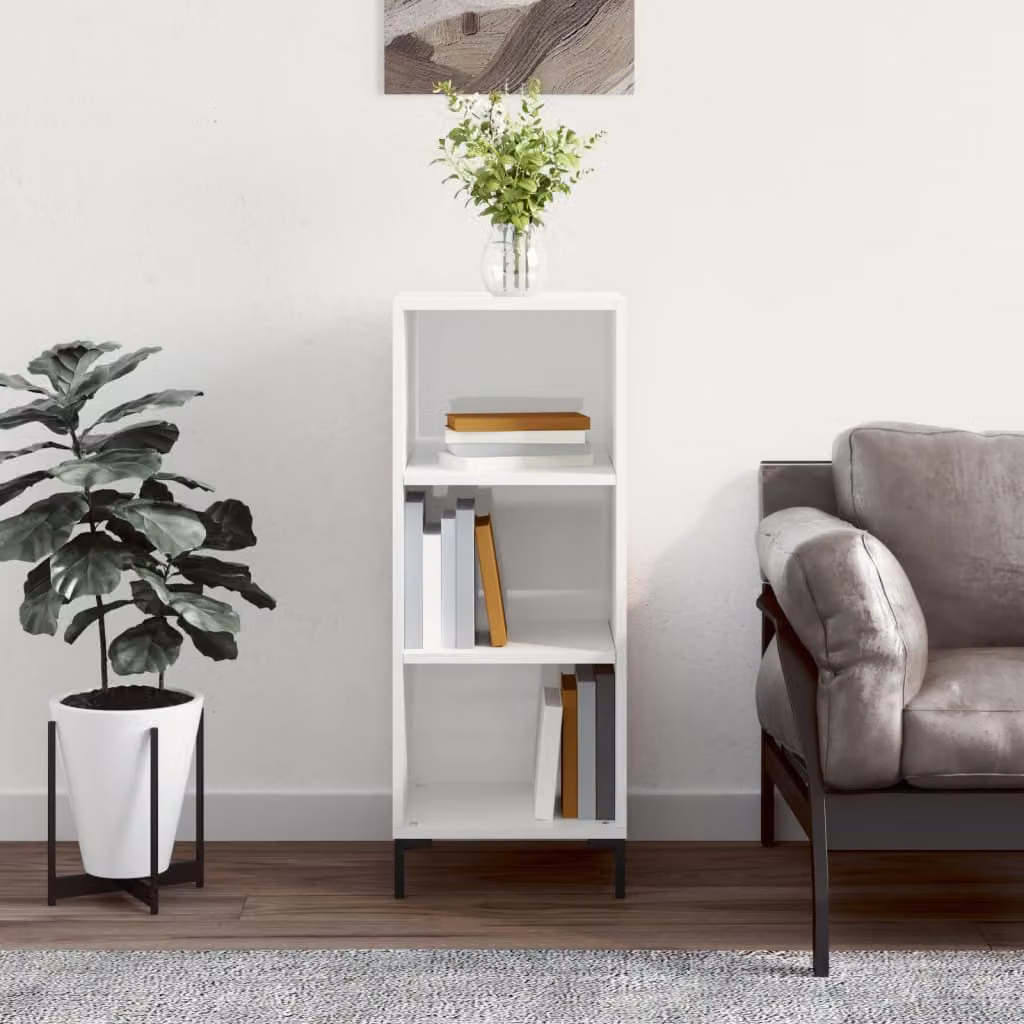 Credenza a parete vidaXL Bianco Lucido in Legno e MDF L: 34,5 cm, P: 32,5 cm, H: 90 cm