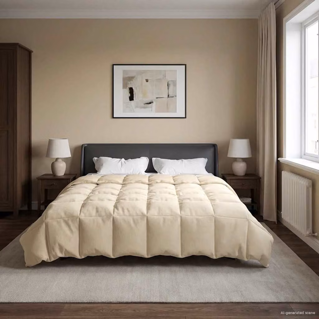 Piumone Completo Annuale 4 Stagioni vidaXL in Microfibra Beige L/P: 200 x 220 cm