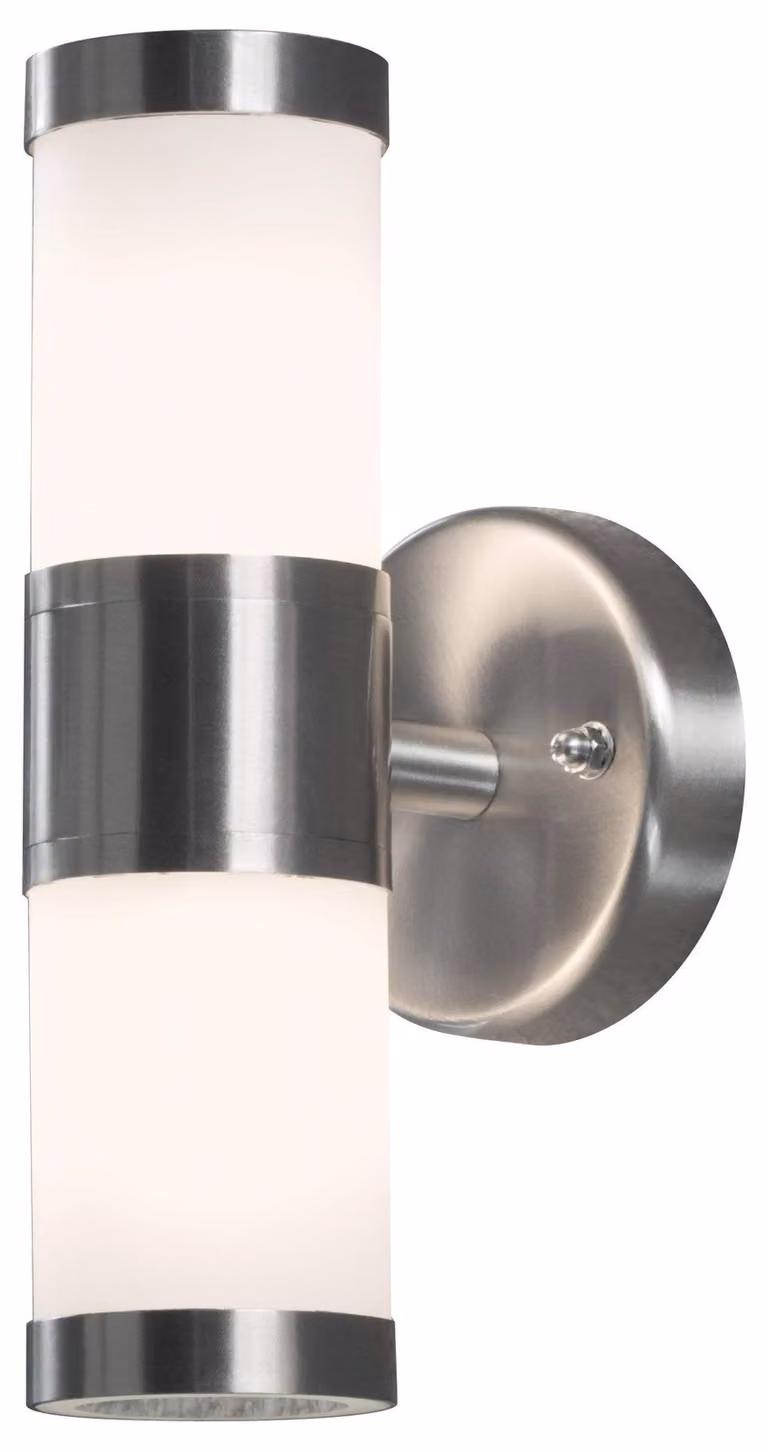 Lampada da parete Modena, acciaio inossidabile/vetro opalino, 2x25W, grado di protezione IP44, 23 cm