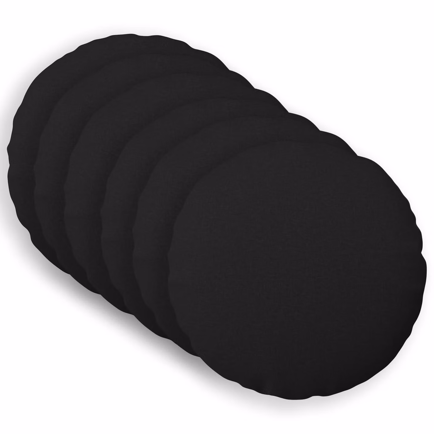 Set di 6 federe rotonde vidaXL HEERLEN in tessuto nero, Ø 60 cm