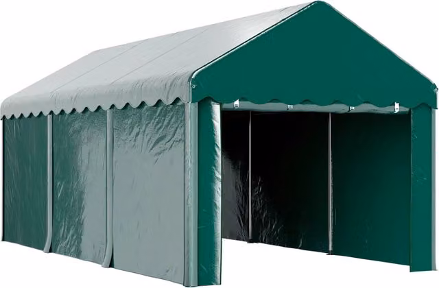 Tenda Garage Carport ¨C Minimal ¨C 3x6m Verde con Porte Avvolgibili