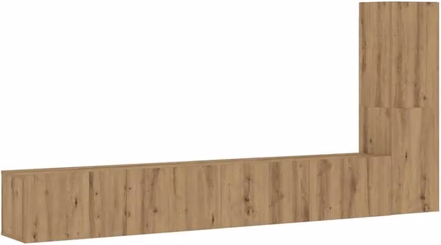 Set di 3 porta TV da parete moderni 100 x 30 x 30 cm pratico spazio portaoggetti in legno ingegnerizzato rovere artigianale 02_0055876
