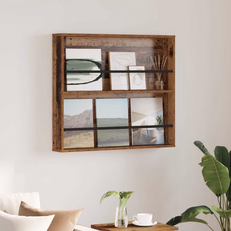 Scaffale per riviste moderno vidaXL in legno marrone con ripiani regolabili, L: 80 cm, P: 12 cm, H: 70 cm