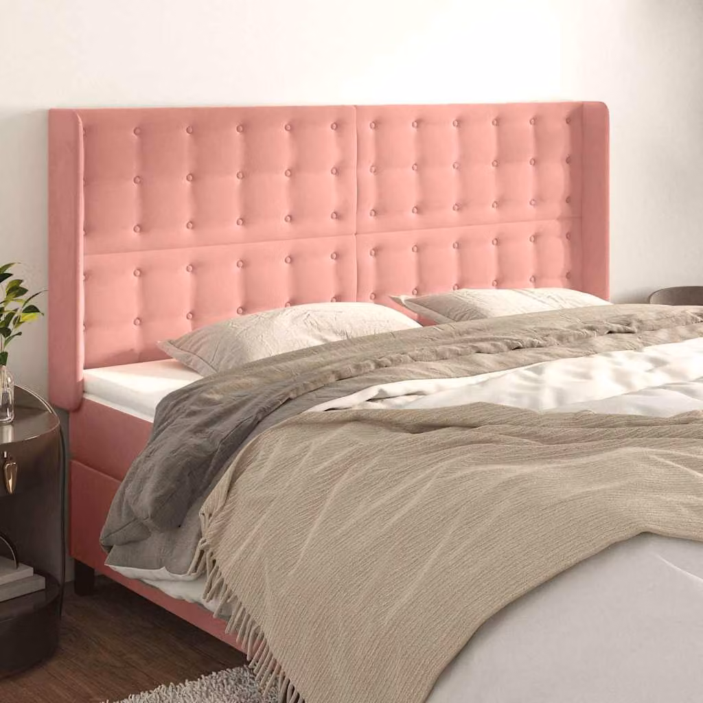 Testiera ad orecchio vidaXL in velluto rosa L: 183 cm, P: 16 cm, H: 118-128 cm