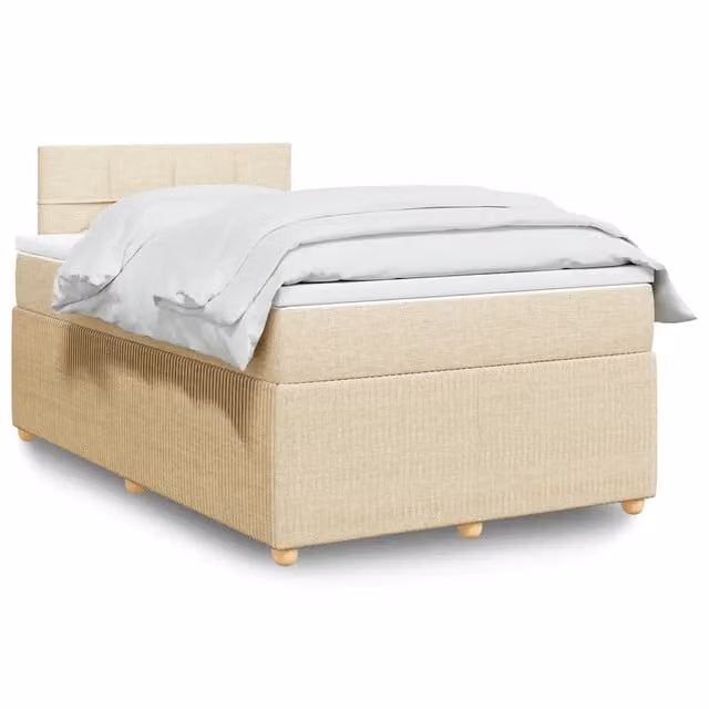 Giroletto a Molle con Materasso Crema 120x190 cm in Tessuto 3287400