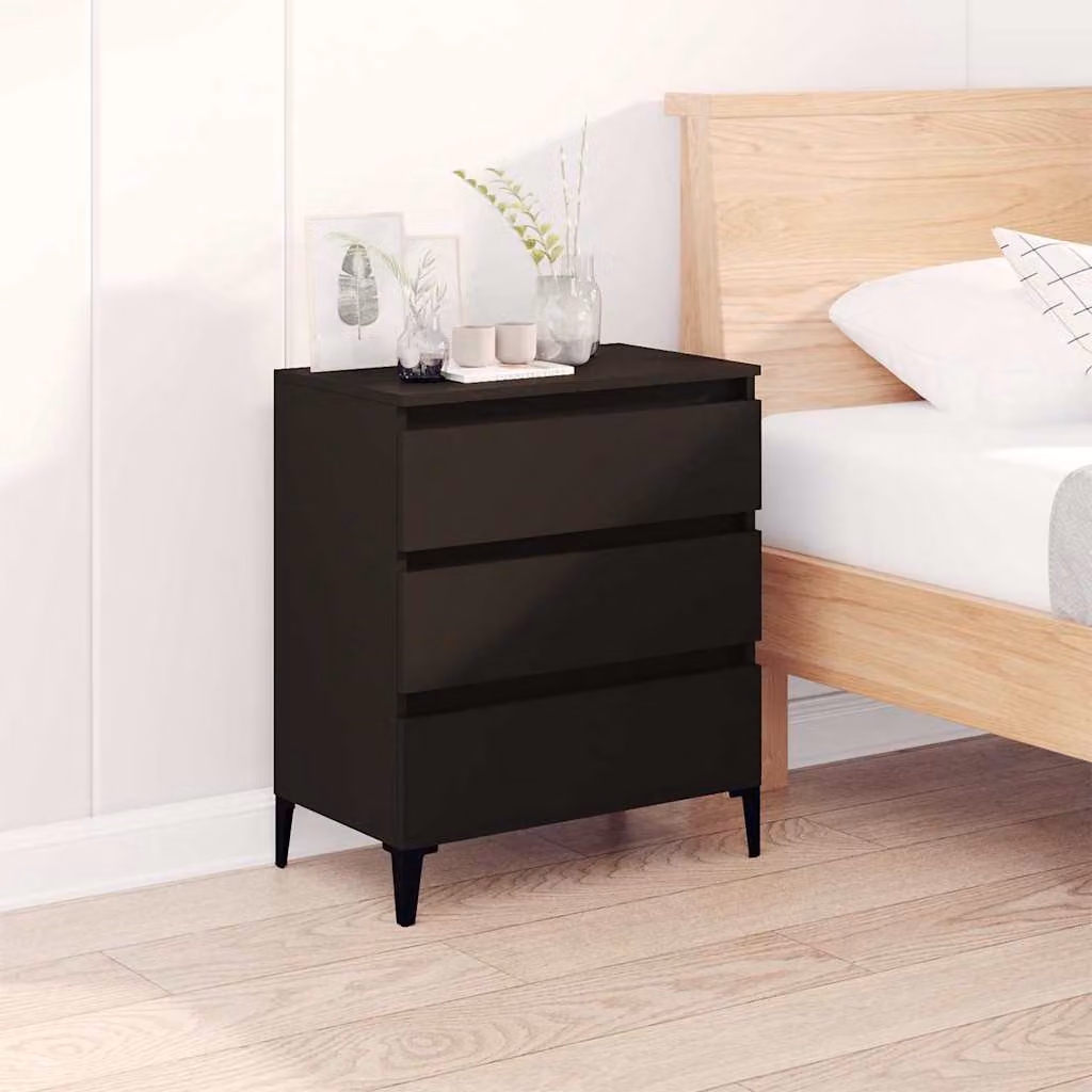 Credenza nera vidaXL in legno e metallo da appendere al muro, stile minimalista, L: 60 cm, P: 35 cm, H: 70 cm