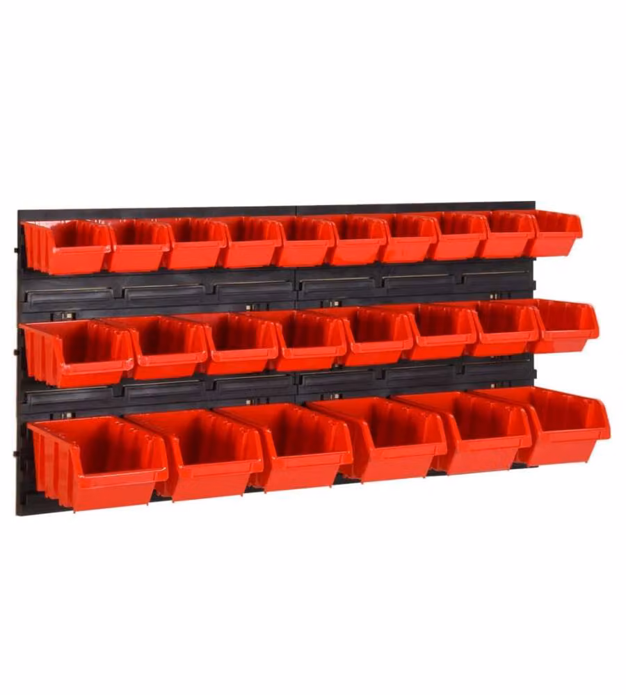 Set da Officina 26 pz Rosso e Nero 77x39 cm in Polipropilene