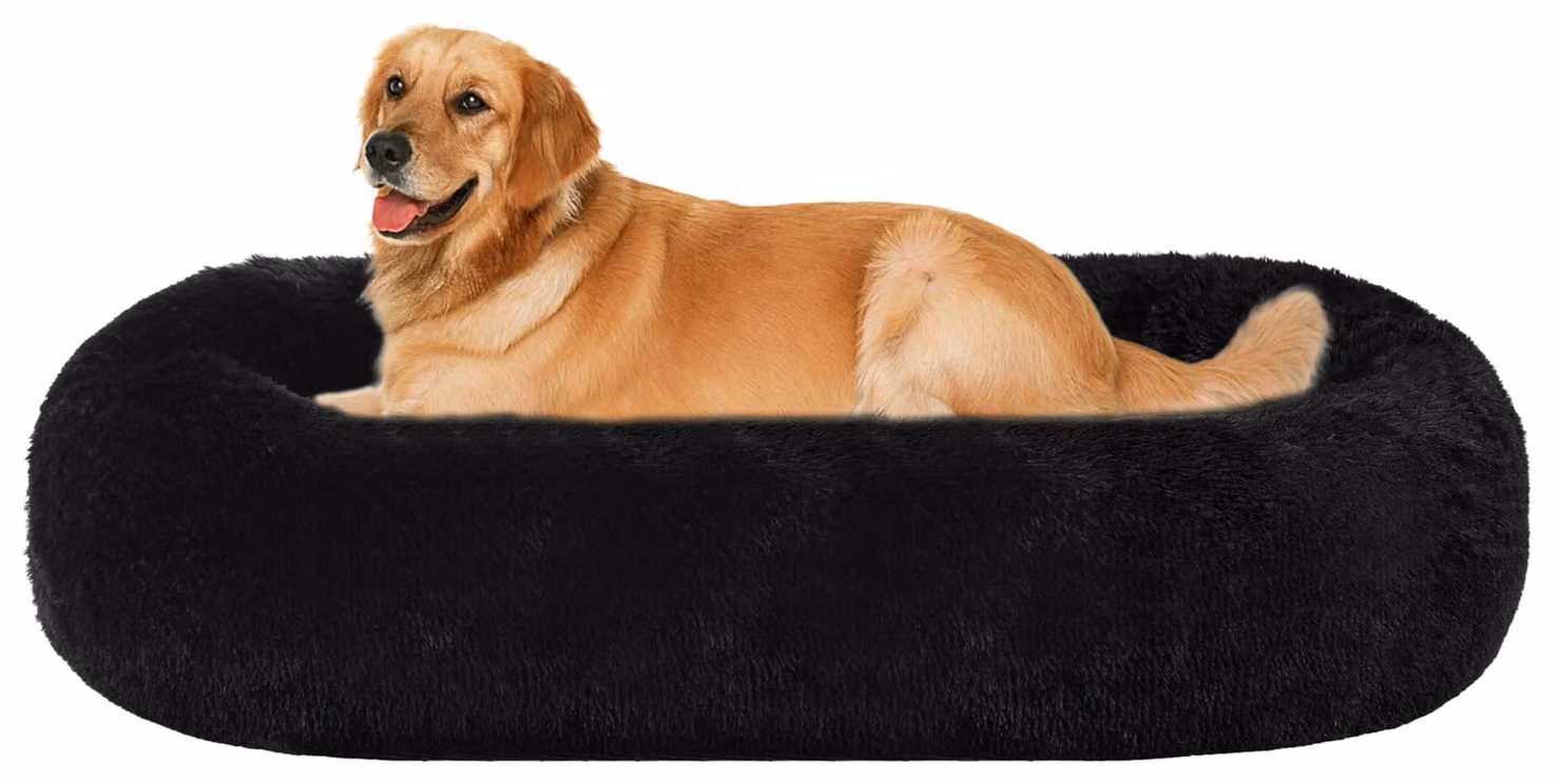 Omgoods - Cuccia ortopedica per cani, a forma di ciambella, lavabile, 100 cm