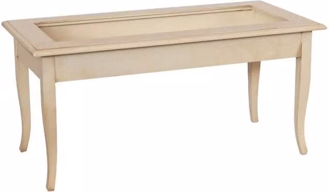 Tavolino bacheca rettangolare shabby legno avorio anticato 100x50x47 - Mobili 2G