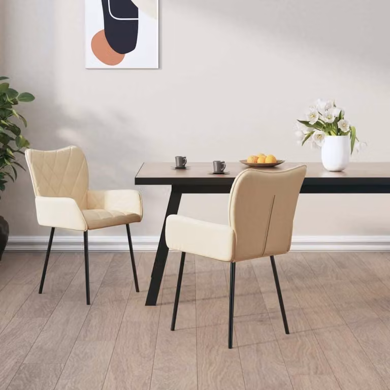 The Living Store Sedie da pranzo 2 pezzi. Tessuto crema