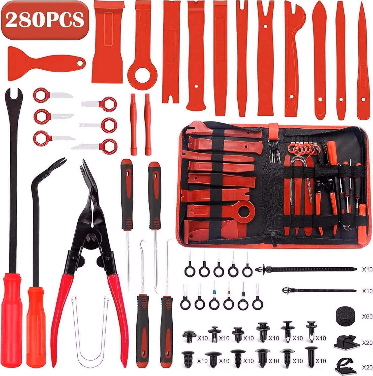 Set di strumenti per auto Strumento di rimozione del rivestimento Strumento di rimozione del rivestimento 280 pezzi Kit di rimozione del rivestimento interno