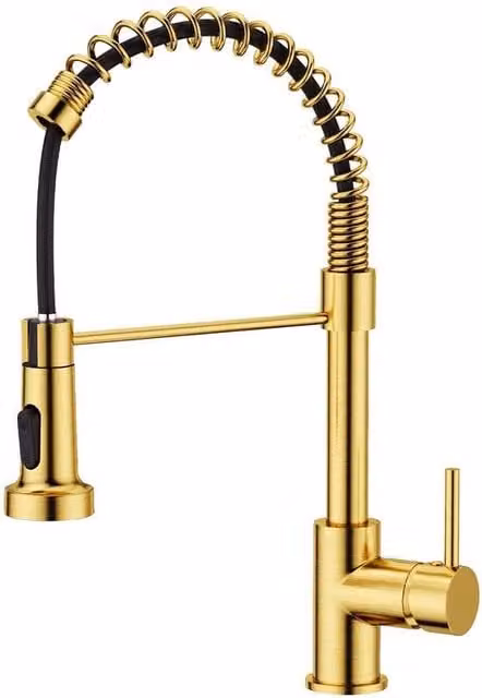 Keukenkraan con Alta Arcata Alta Pressione con Douchekraan Estensibile, Mengkraan Wastafelkraan Keukenkranen, 360° Rotativo, Lavorato a Goccia in Oro