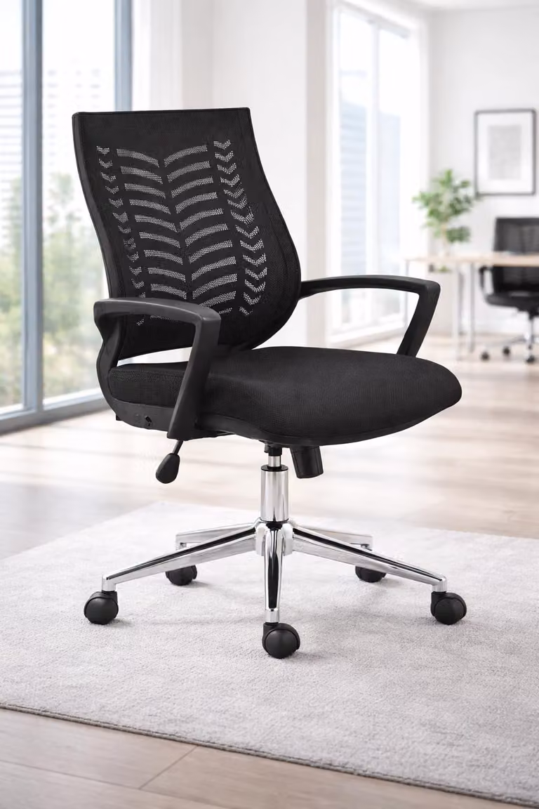 Sedia da ufficio con schienale ergonomico e seduta imbottita