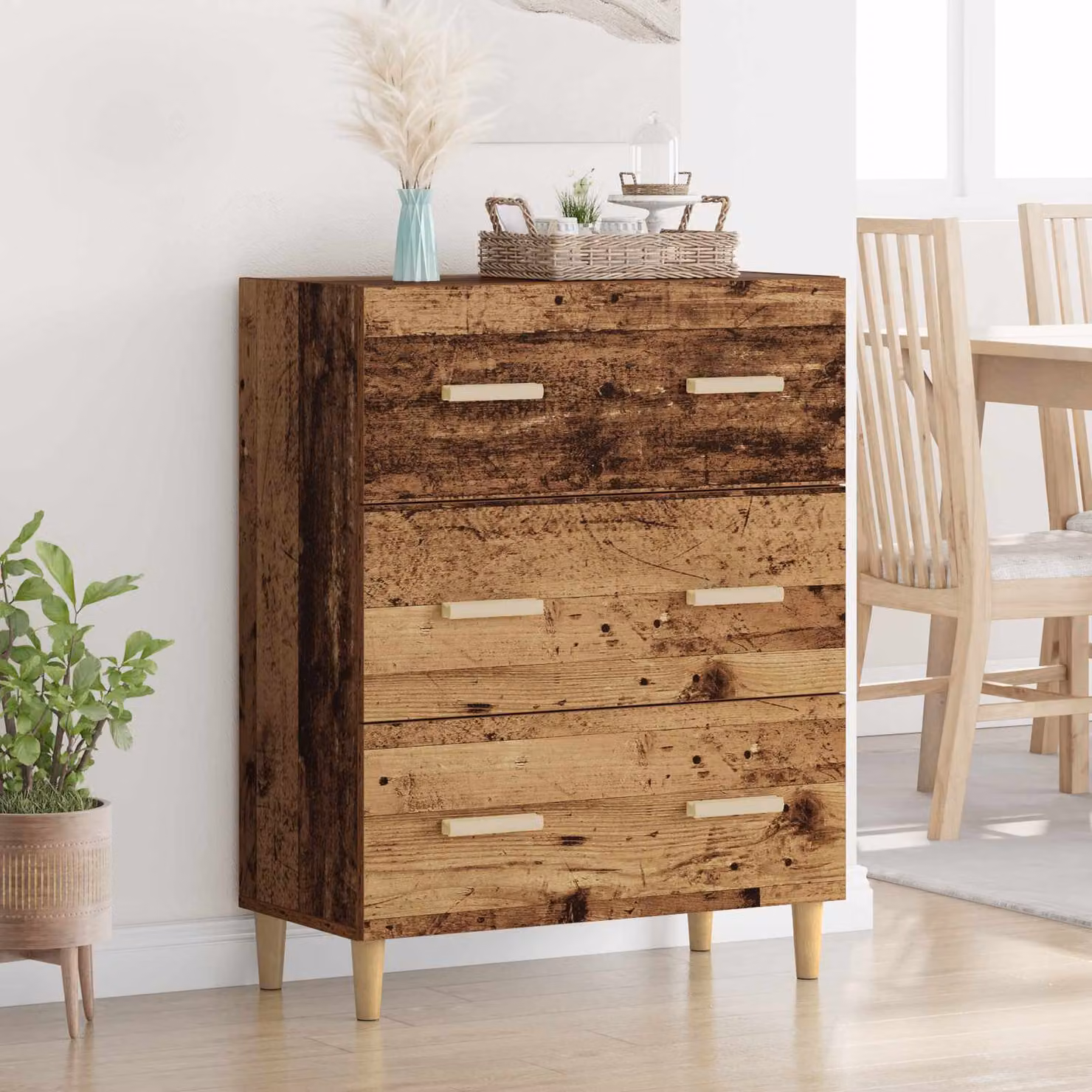 Credenza moderna vidaXL in legno ingegnerizzato marrone, L: 69,5 cm, P: 34 cm, H: 90 cm