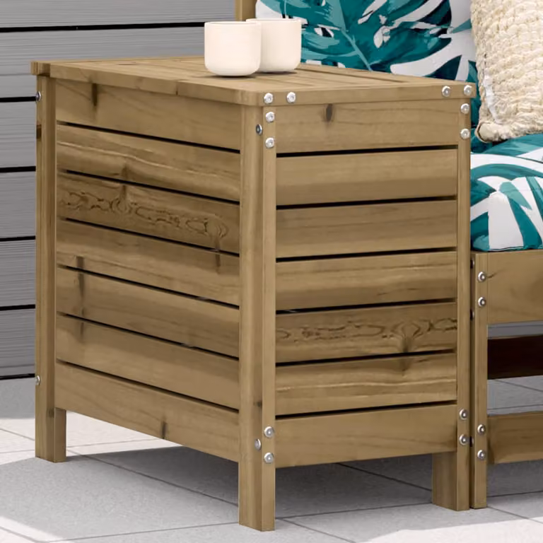 vidaXL Poggiapiedi da Giardino in Legno di Pino Trattato Marrone L: 62 cm, P: 31,5 cm, H: 52 cm