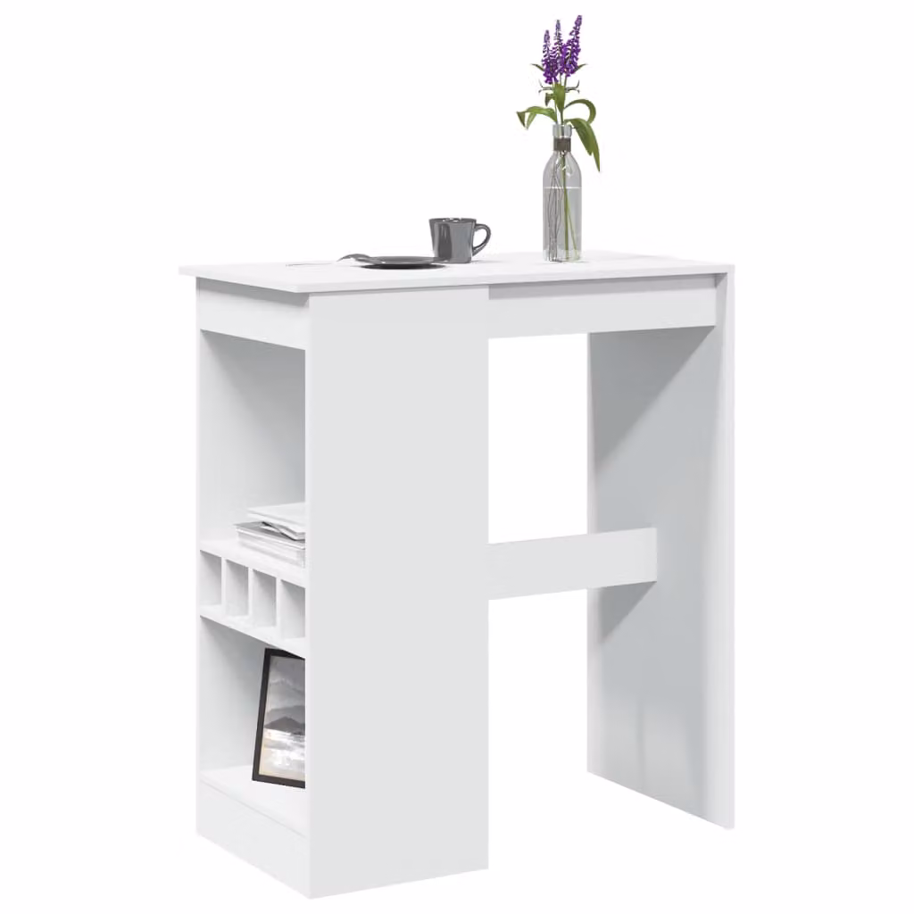 vidaXL Tavolo Bar Moderno con Rastrelliera Bianco L: 90 cm, P: 47,5 cm, H: 103,5 cm