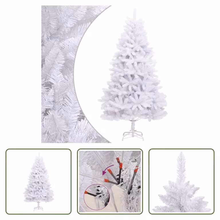 The Living Store Albero di Natale artificiale pieghevole con supporto Bianco 180 cm