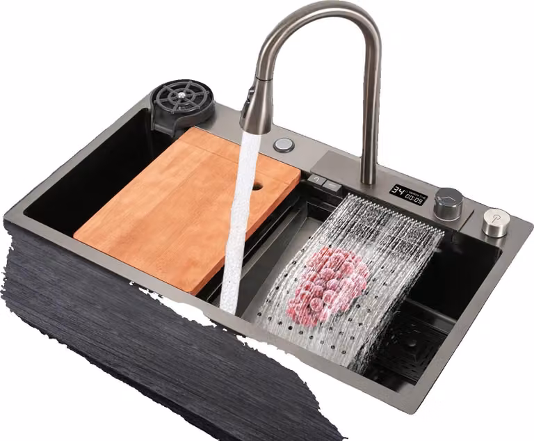 Lavello da cucina, acciaio inossidabile 201, 80 x 46 x 20 cm, vasca singola, rettangolare, con rubinetto estraibile