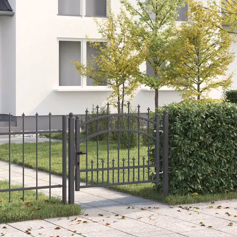 Cancello singolo con punta a lancia KAMPEN vidaXL in acciaio, colore antracite, L: 103 cm, H: 75 cm
