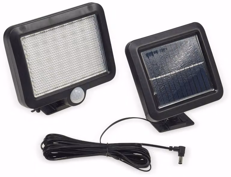 Faretto solare a LED, 300 lumen, grado di protezione IP44, 2 W, cavo da 4,5 metri, sensore di movimento