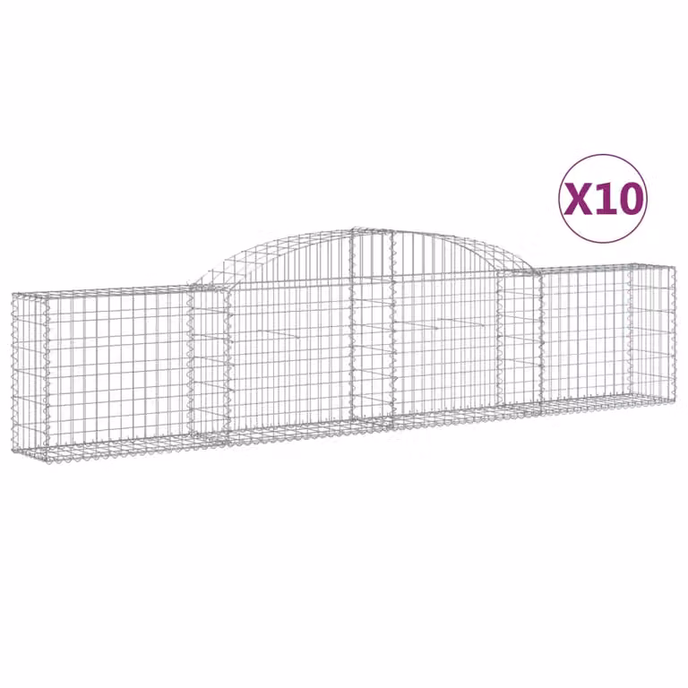 Cesti Gabbioni ad Arco 10 pz 300x30x60/80 cm Ferro Zincato