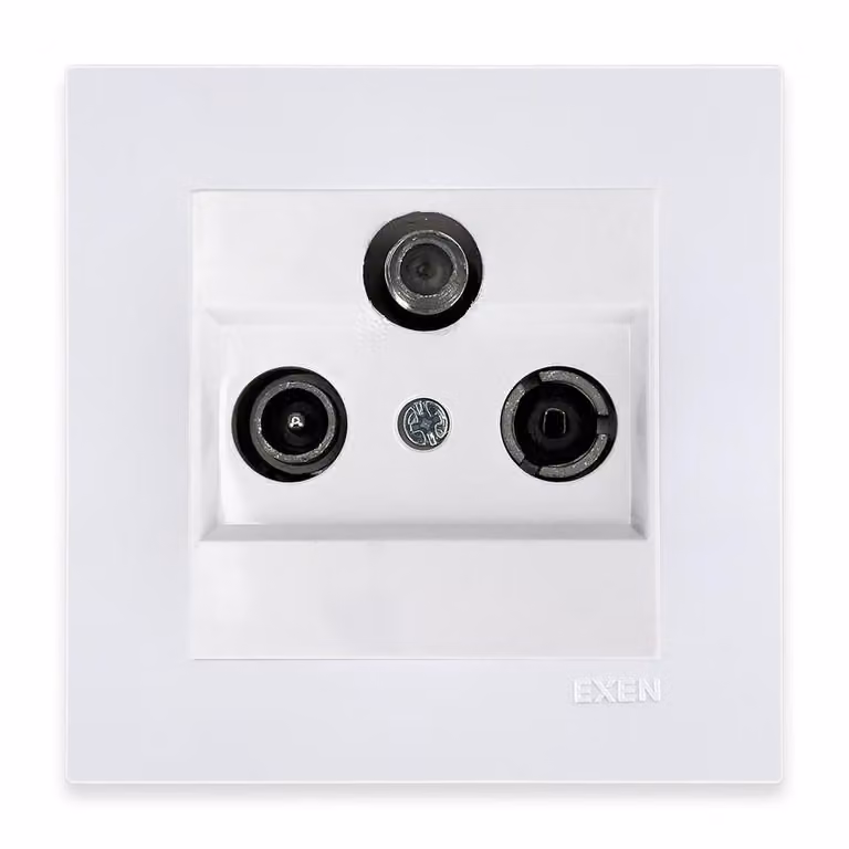 Presa satellitare RTV-SAT con filtro + cornice bianca EXEN