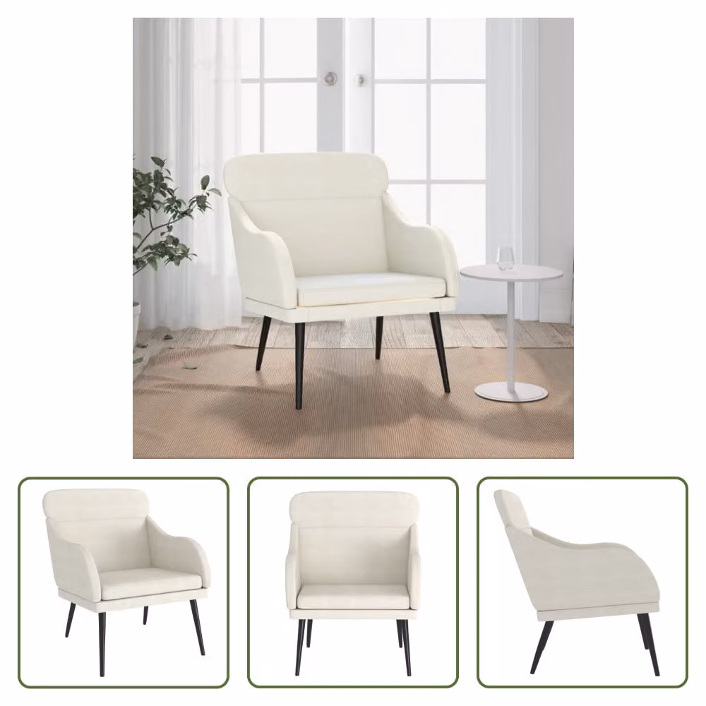 The Living Store Poltrona Crema 63x76x80 cm Velluto