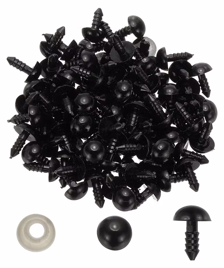 Occhi di sicurezza, 10 mm, 150 pezzi, plastica, neri