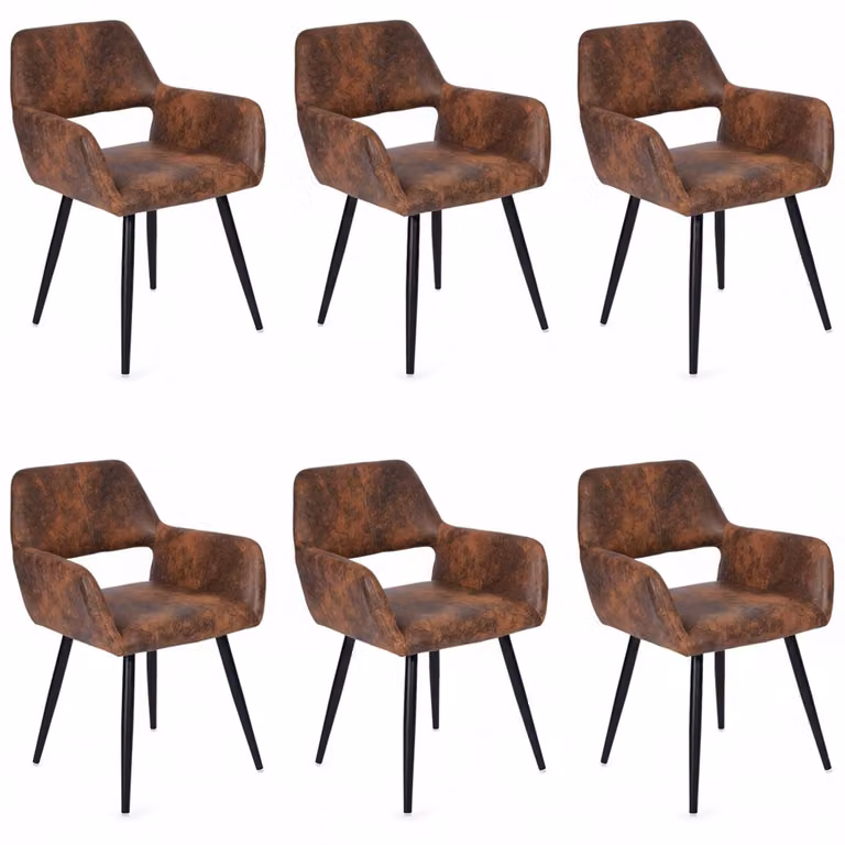 Meubles Cosy Set da 6 poltrone da sala da pranzo in stile industriale in Similcuoio scamosciata – CROMWELL