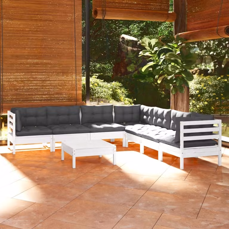 Maison Exclusive - Set Divani da Giardino 8 pz con Cuscini BiancLegno di Pino
