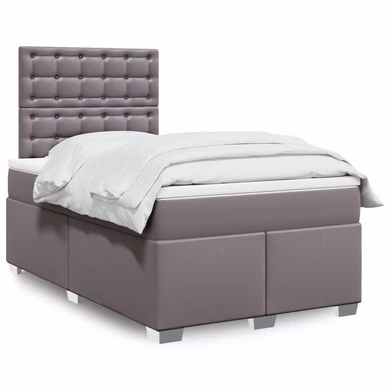 vidaXL Giroletto a Molle con Materasso in Similpelle Grigio e Bianco, L/P/H: 120 x 190 cm