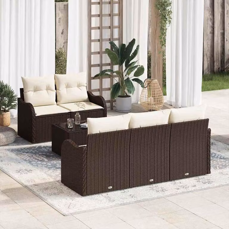 Maison Exclusive - Set Divano da Giardino Marrone polyrattan