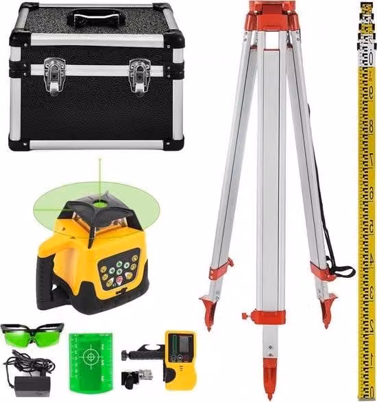 Laser - Laser da costruzione - Laser a linee - Laser a rotazione - Laser autolivellante - Scansione di rotazione a 360° - 500 M - Laser a linee incrociate