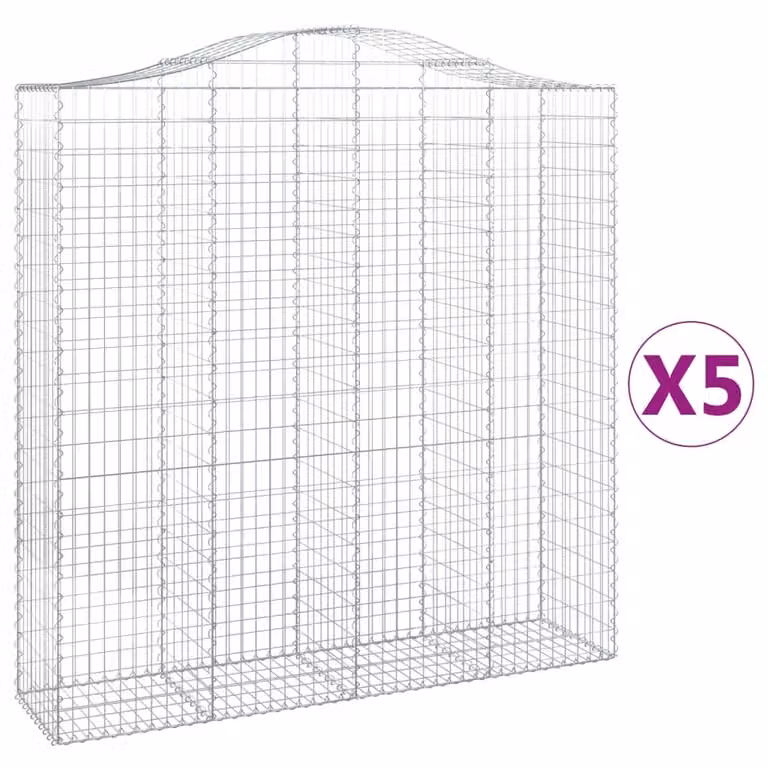 Cesti Gabbioni ad Arco 5 pz 200x50x200/220 cm Ferro Zincato