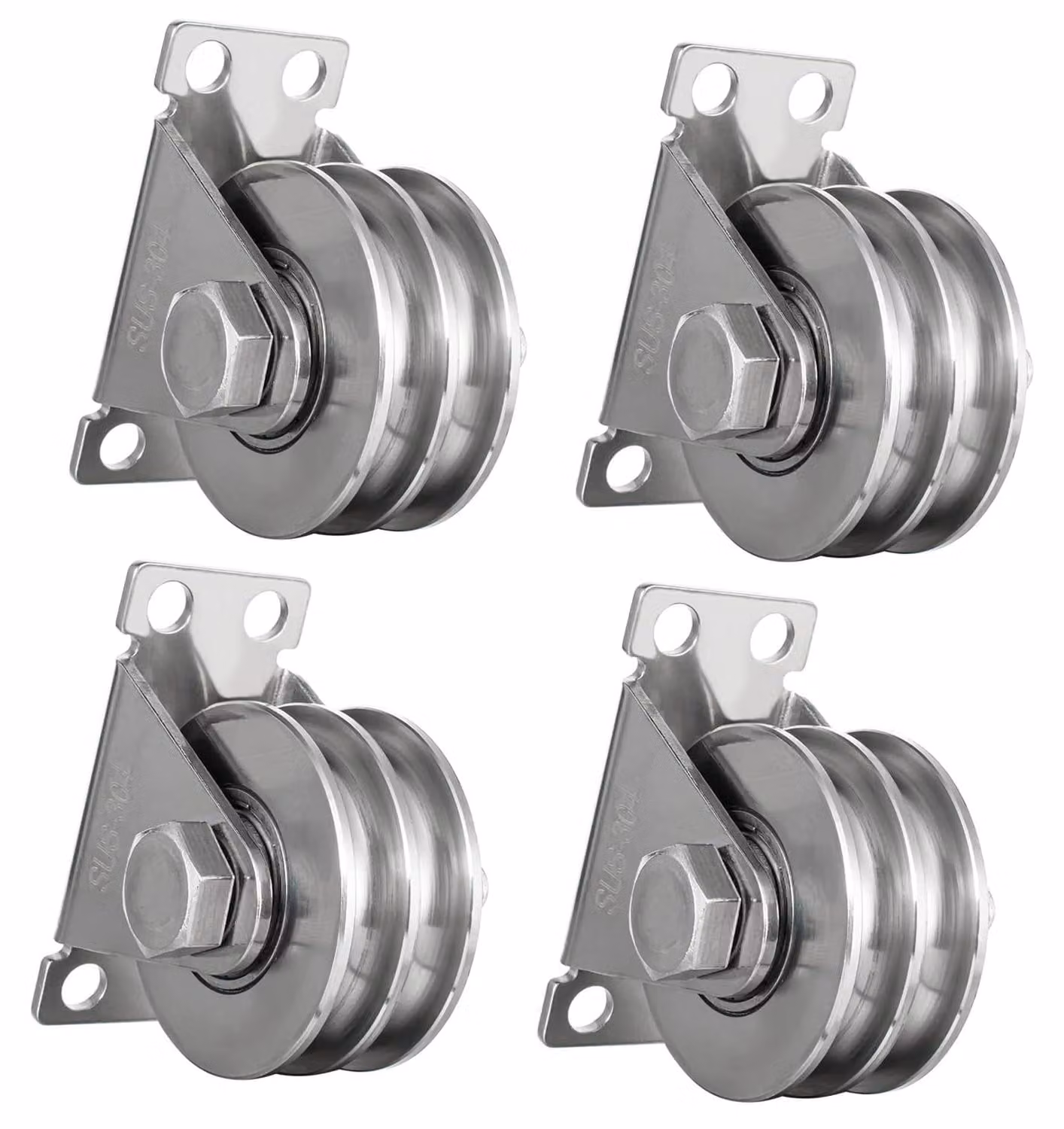 4 rulli in acciaio inossidabile da 48 mm, modello 201#, per sistemi di sollevamento e funi