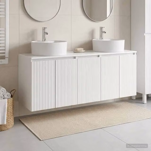 Set di Armadi da Bagno 3 pz Bianco Lucido 161,5 x 44,5 x 82 cm