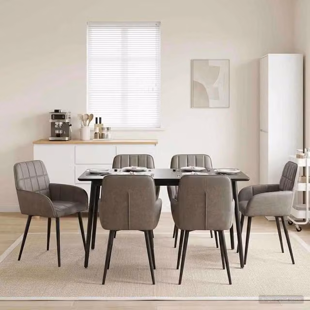 Sedie da pranzo 6 pz Similpelle Grigio 56.5 x 50 x 85 cm 3428191