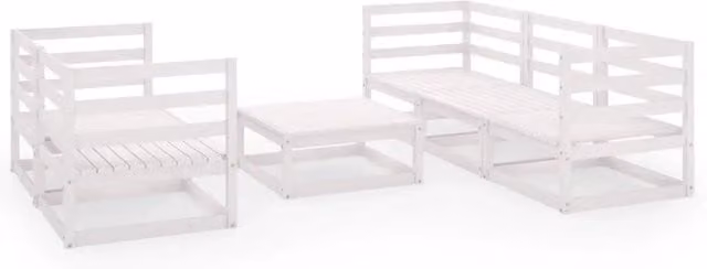 Set Divani da Giardino 6 pz | Set Salotto da Giardino Bianco in Legno Massello di Pino