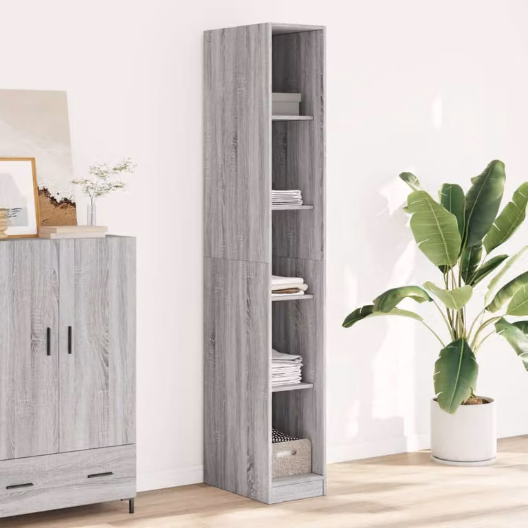 Armadio a muro vidaXL Grigio opaco in legno e MDF con ante a battente e ripiani interni L/P/H: 30 x 50 x 200 cm
