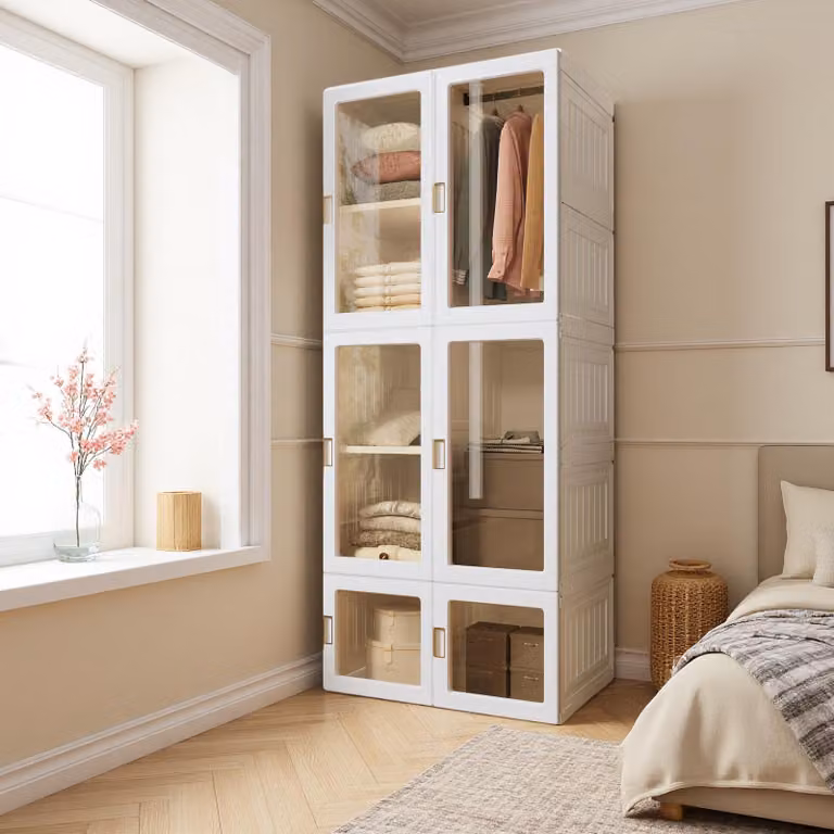 ProximaX Armadio versatile in tessuto, pratico armadio a 6 ante, 10 scomparti e 1 asta appendiabiti, salvaspazio, flessibile e pieghevole, ideale per camere da letto, corridoi e piccoli appartamenti