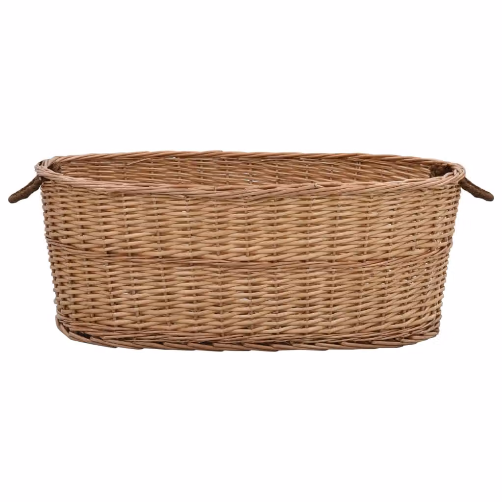 vidaXL Cestino in legno con maniglie 88 x 57 x 34 cm in vimini naturale