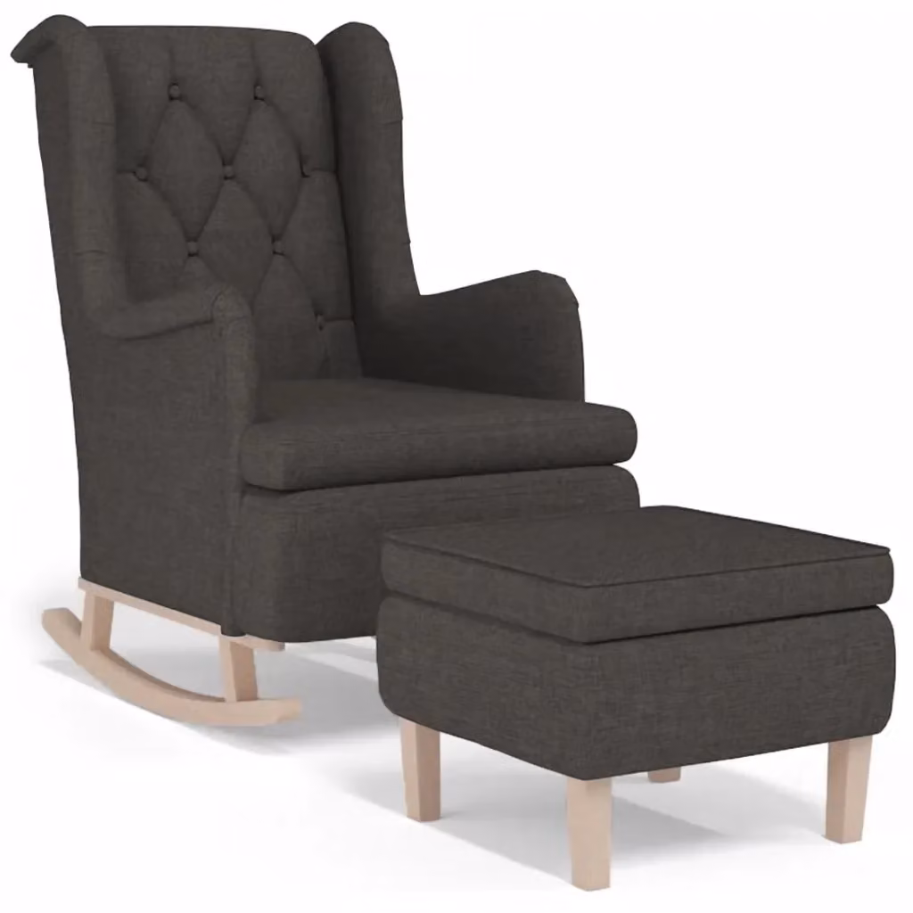 Poltrona Relax con Sgabello vidaXL Grigio Scuro in Tessuto e Imbottitura in Schiuma – 2