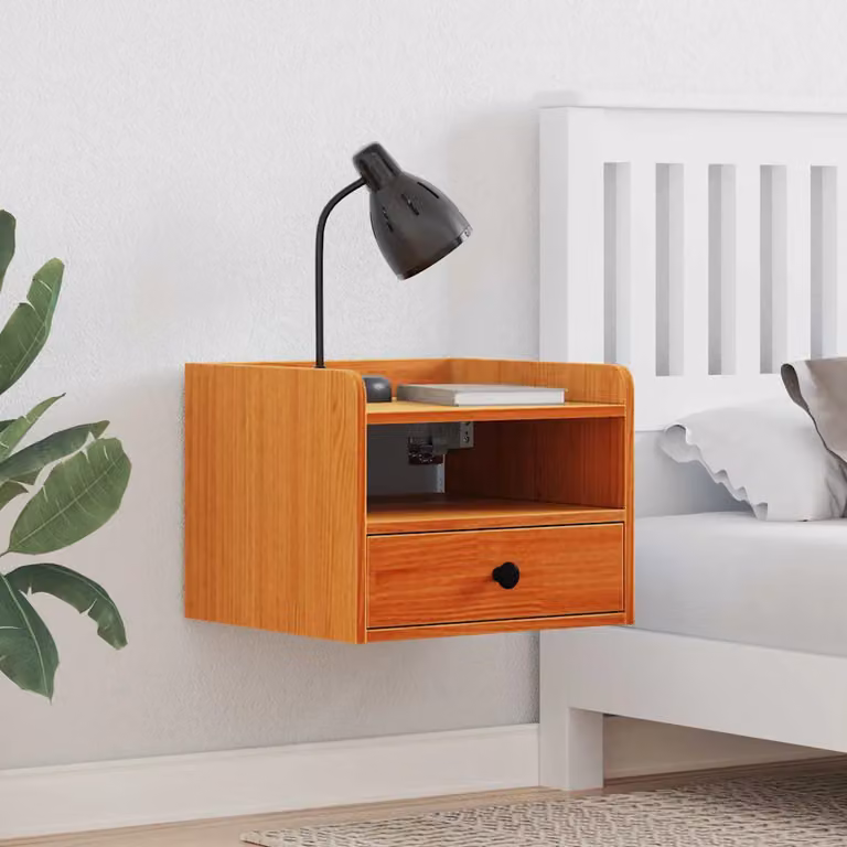 Set di 2 comodini vidaXL in legno di pino marrone cerato, L 38 cm x P 36 cm x H 29,5 cm