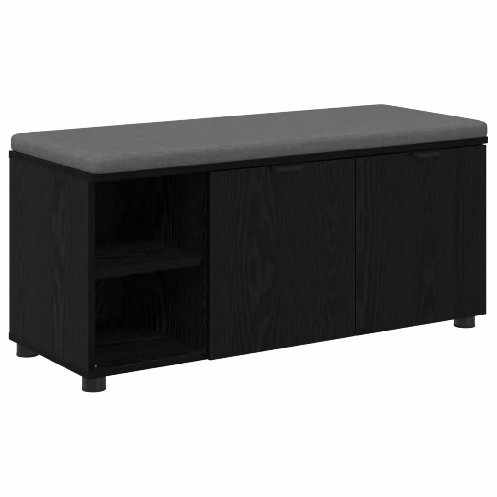 Panca per ingresso con scarpiera vidaXL in rovere e nero con cuscino in tessuto L: 100 cm, P: 38 cm, H: 46 cm – 2