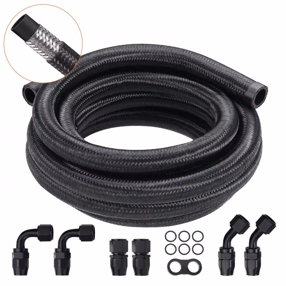 kit linea carburante in nylon intrecciato da 10AN - 304,8 cm - 7 estremità del tubo flessibile