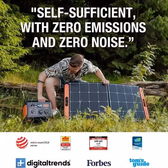 Pannello solare portatile Jackery SolarSaga 100W con celle monocristalline e porte USB-A e USB-C, colore nero – 1