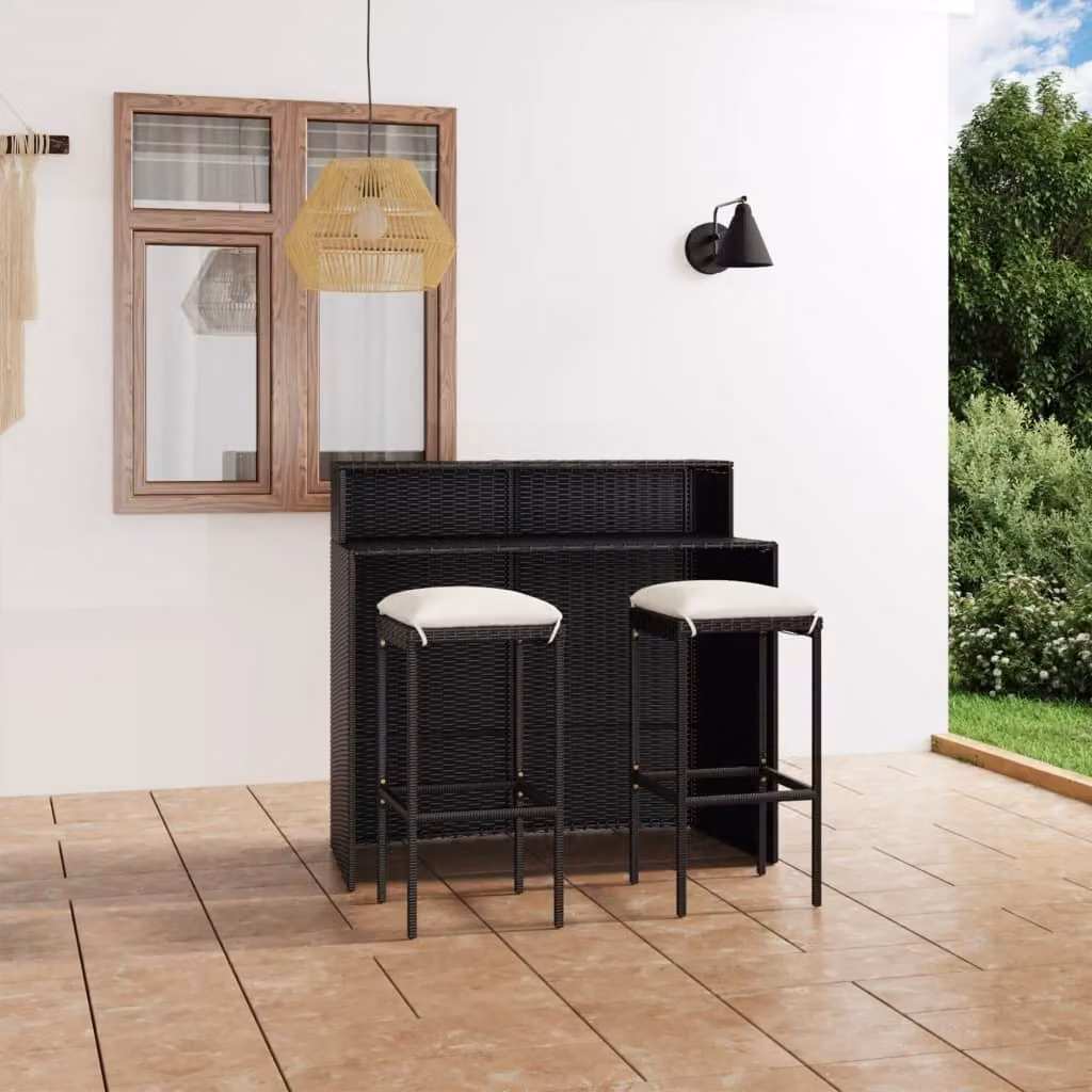 Maison Exclusive - Set da giardino da 3 pezzi con cuscini, nero